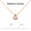 Vintage Bohemian Floral Round Pendant Necklace Women Fashion Chain Jewelry - Pearl-Tulip