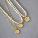 Vintage Bohemian Floral Round Pendant Necklace Women Fashion Chain Jewelry - Pearl-Tulip