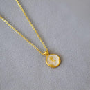 Vintage Bohemian Floral Round Pendant Necklace Women Fashion Chain Jewelry - Pearl-Tulip