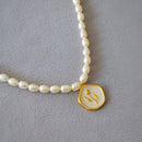 Vintage Bohemian Floral Round Pendant Necklace Women Fashion Chain Jewelry - Pearl-Tulip