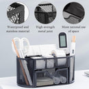 Creative Metal Desktop Pen Holder Multi-function Storage Box Organizer Rack - Black