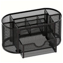 Creative Metal Desktop Pen Holder Multi-function Storage Box Organizer Rack - Black