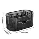 Creative Metal Desktop Pen Holder Multi-function Storage Box Organizer Rack - Blue