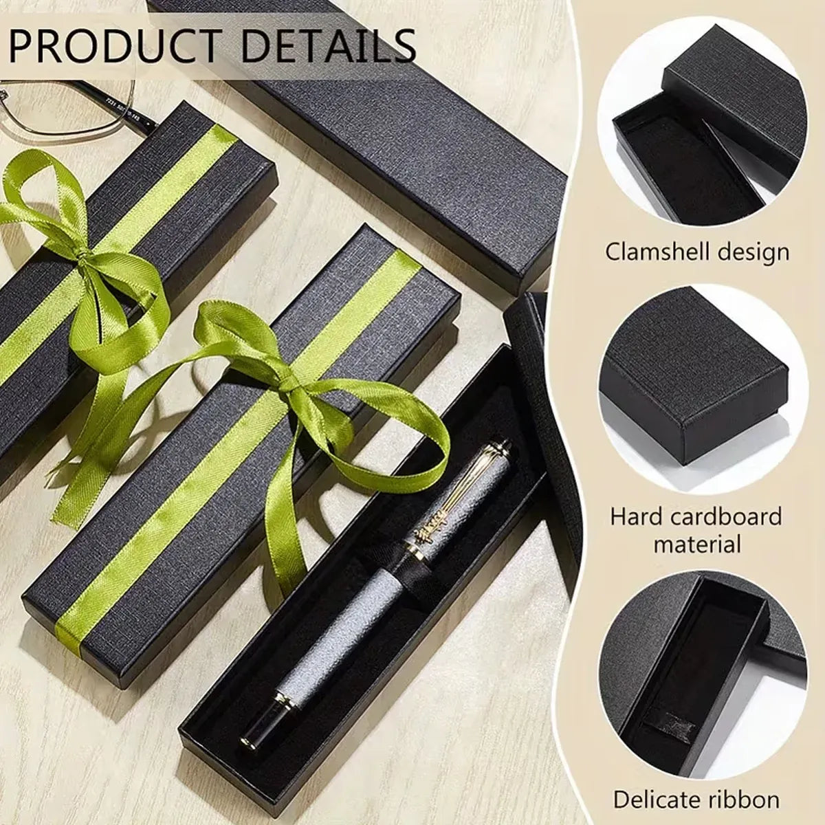 Black Pen Gift Box Set 20pcs Clamshell Storage Case for Fountain Ballpoint