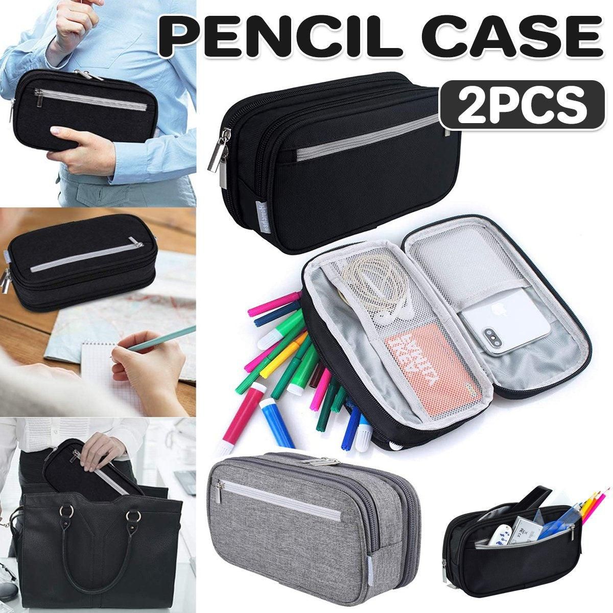 2pcs Large Capacity Multifunctional Pencil Case Storage Bag for School Office