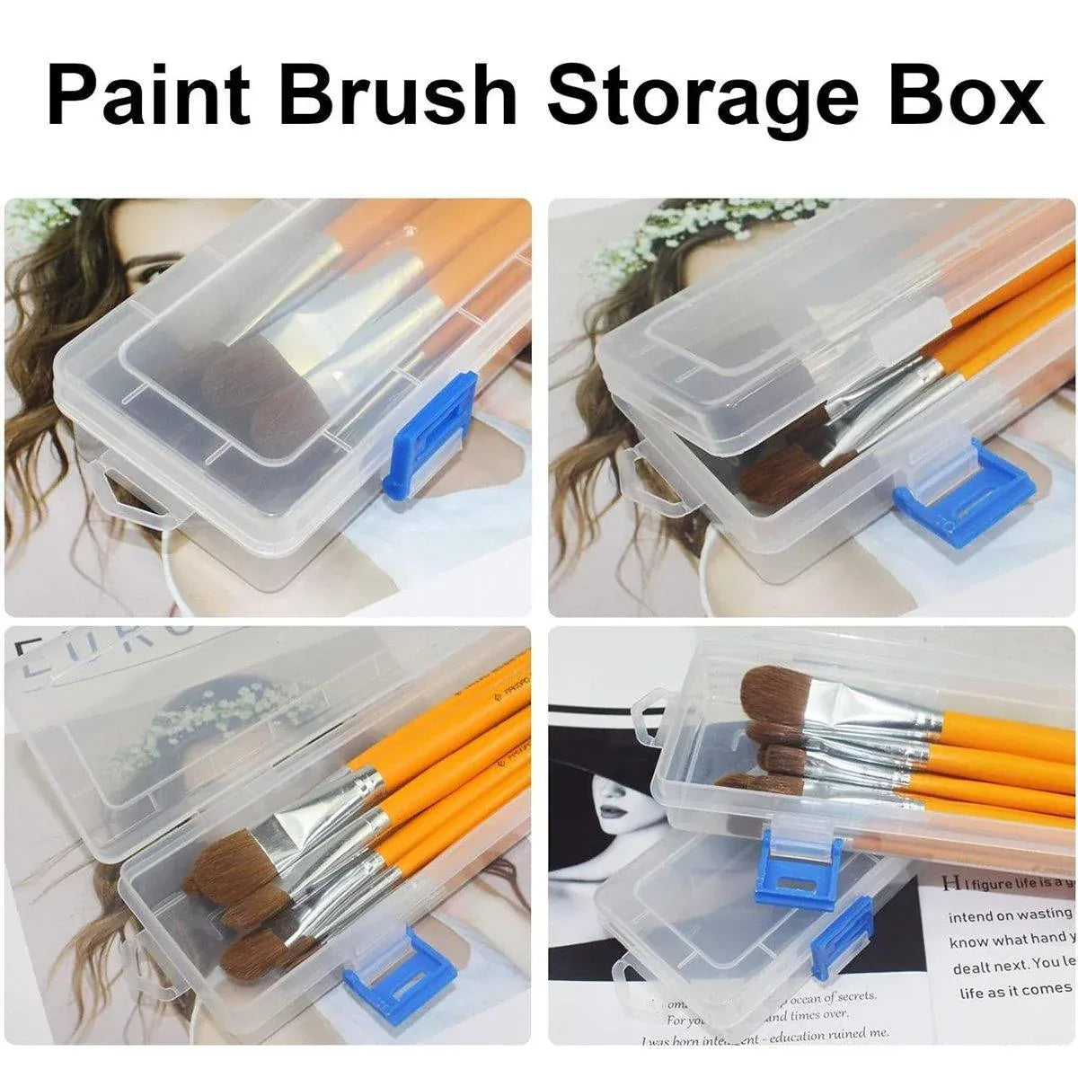 10PCS Clear Brush Storage Box for Gouache Watercolor Oil Painting Pen Holder Box