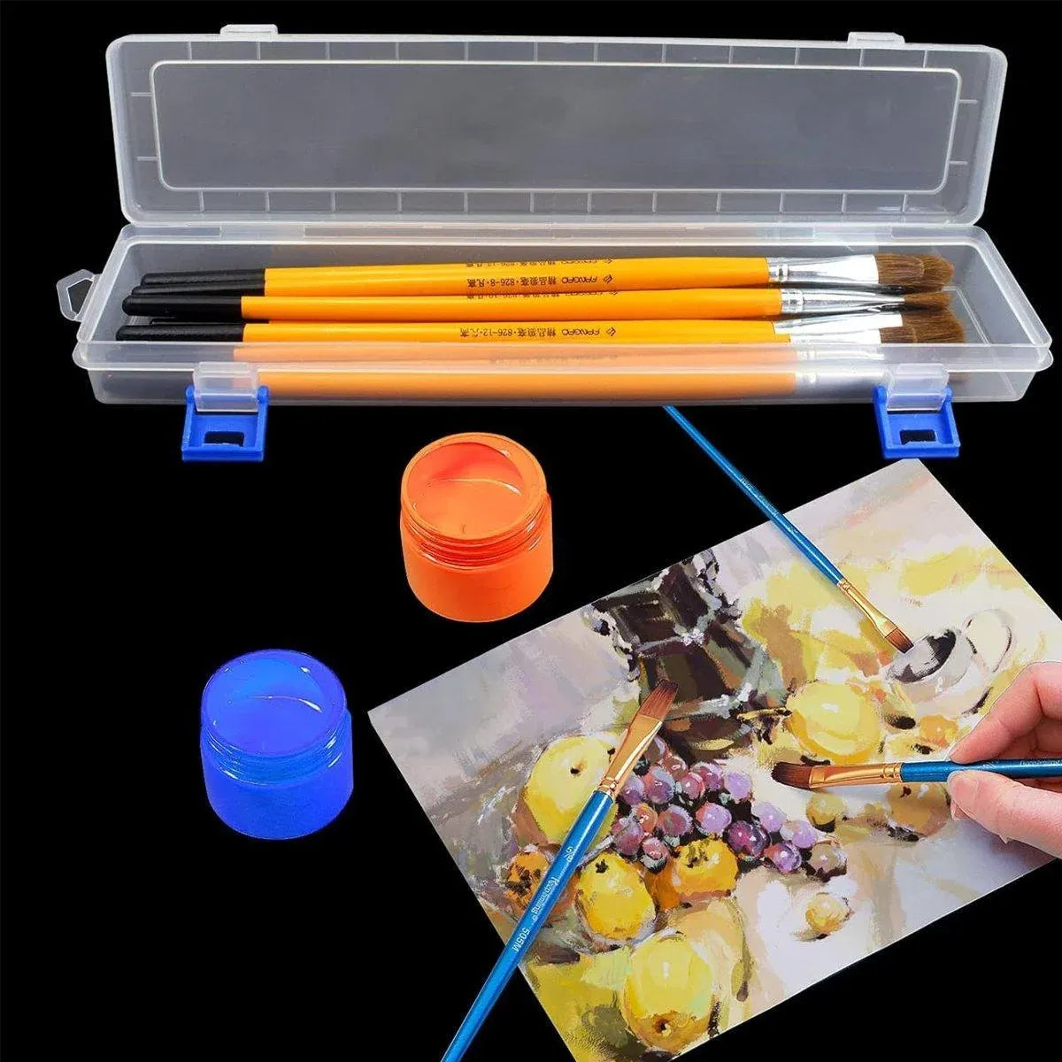 10PCS Clear Brush Storage Box for Gouache Watercolor Oil Painting Pen Holder Box
