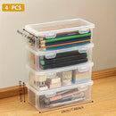 Transparent Stationery Organiser Box with Lid Pencil Pen Case Holder 4pcs Set