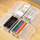 Transparent Stationery Organiser Box with Lid Pencil Pen Case Holder 4pcs Set
