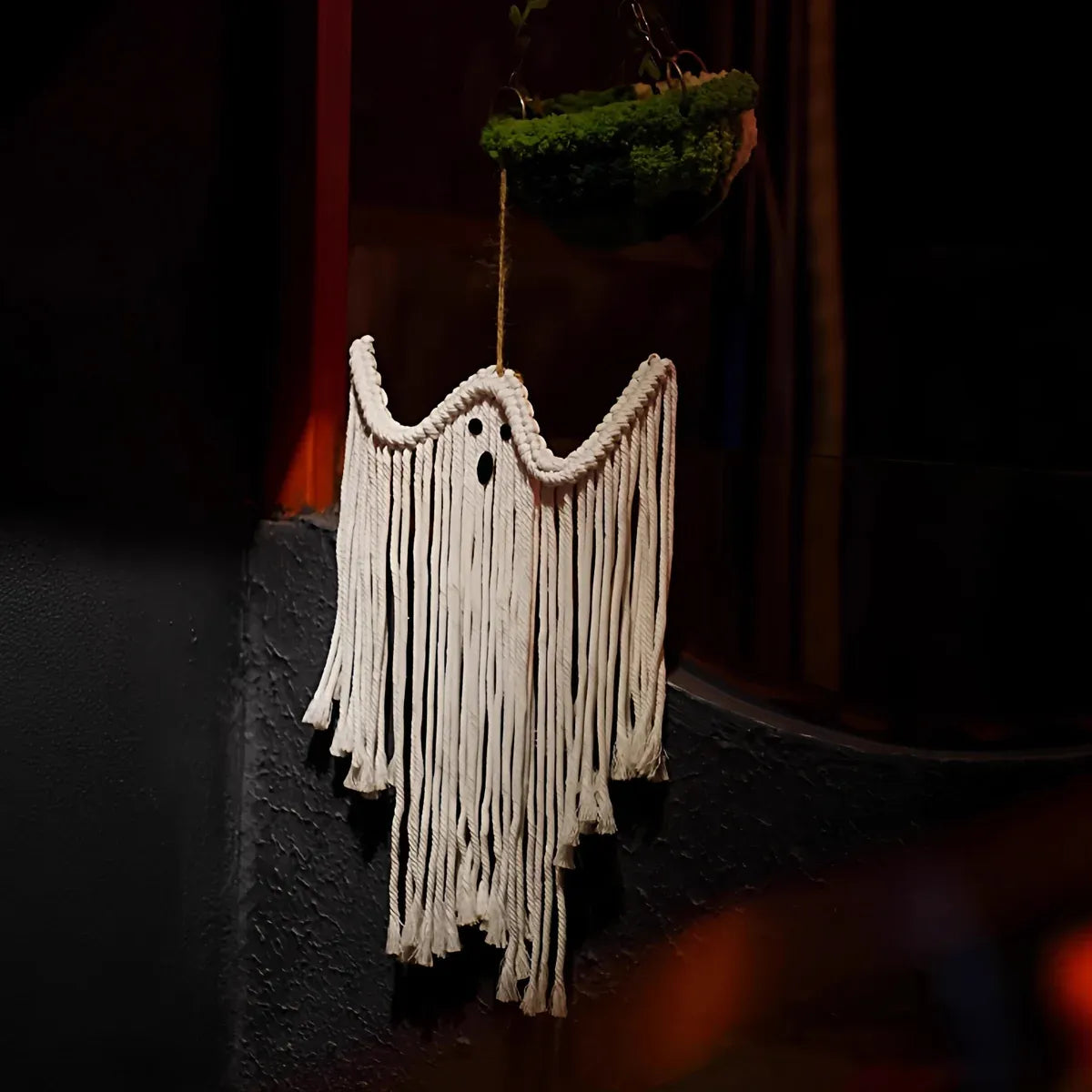 Halloween Ghost Hanging Decoration Handwoven Cotton for Home Party Yard Porch
