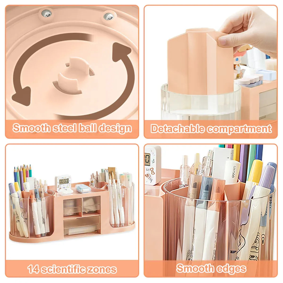 Plastic Rotating Pen Holder Multifunctional Storage for Pens Pencils Markers