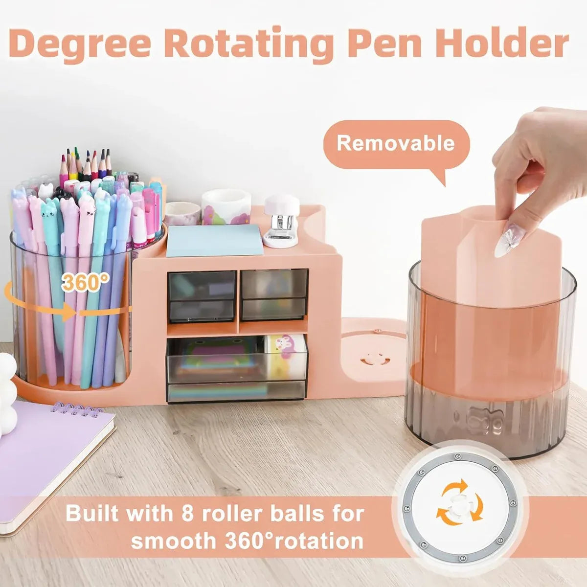 Plastic Rotating Pen Holder Multifunctional Storage for Pens Pencils Markers