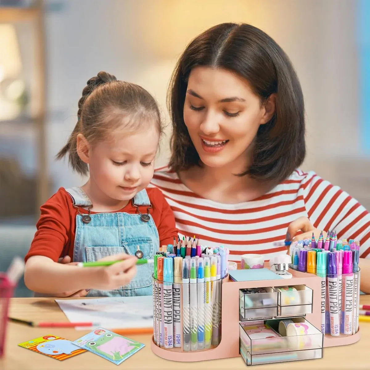 Plastic Rotating Pen Holder Multifunctional Storage for Pens Pencils Markers