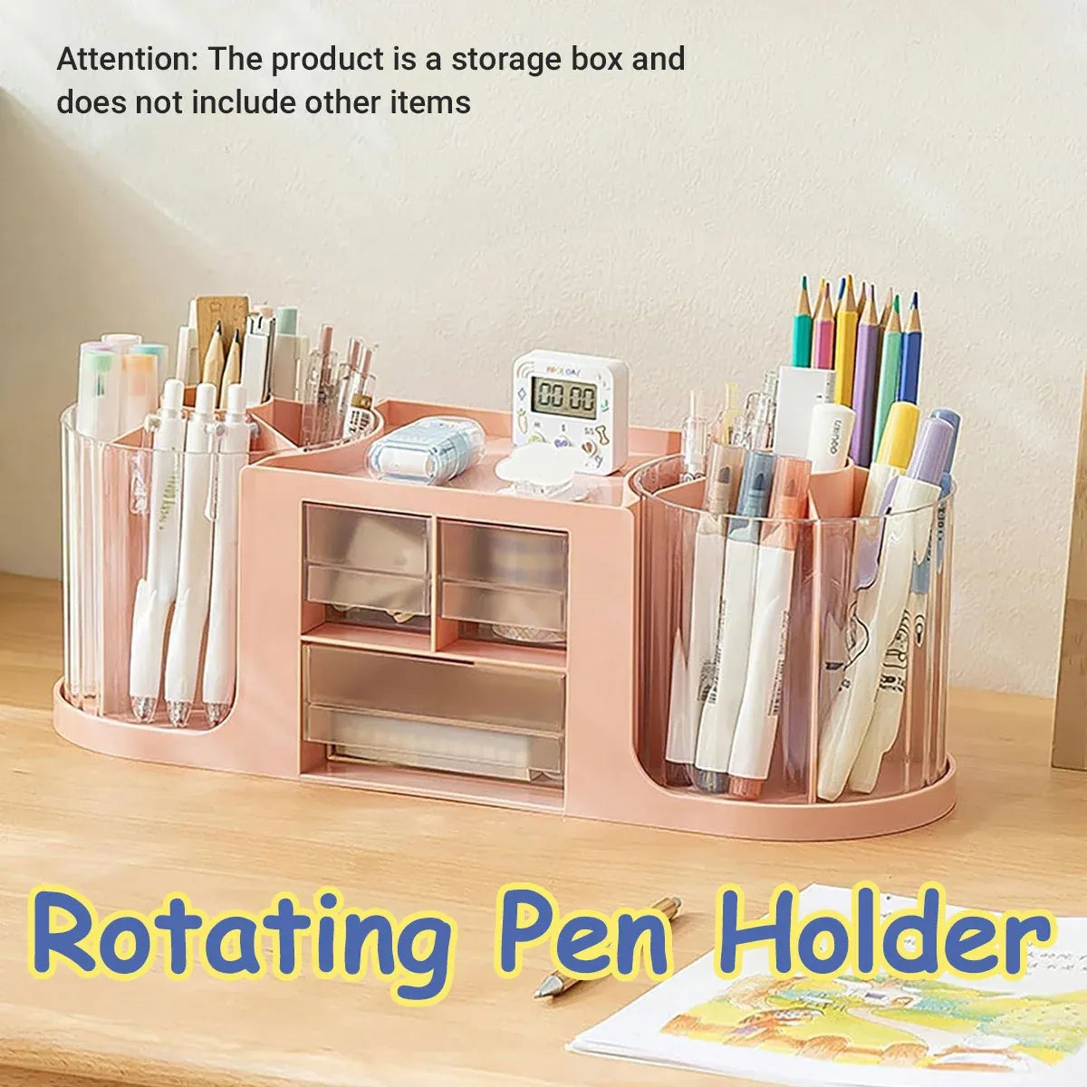 Plastic Rotating Pen Holder Multifunctional Storage for Pens Pencils Markers