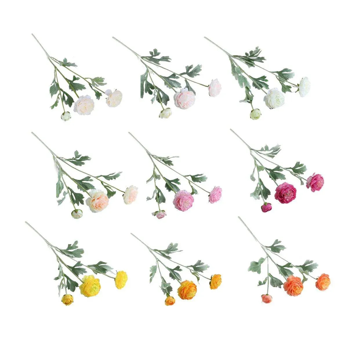 5pcs Artificial Peony Silk Flowers Bouquet Decor Faux Floral Arrangements - Purple Red