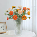 5pcs Artificial Peony Silk Flowers Bouquet Decor Faux Floral Arrangements - Purple Red
