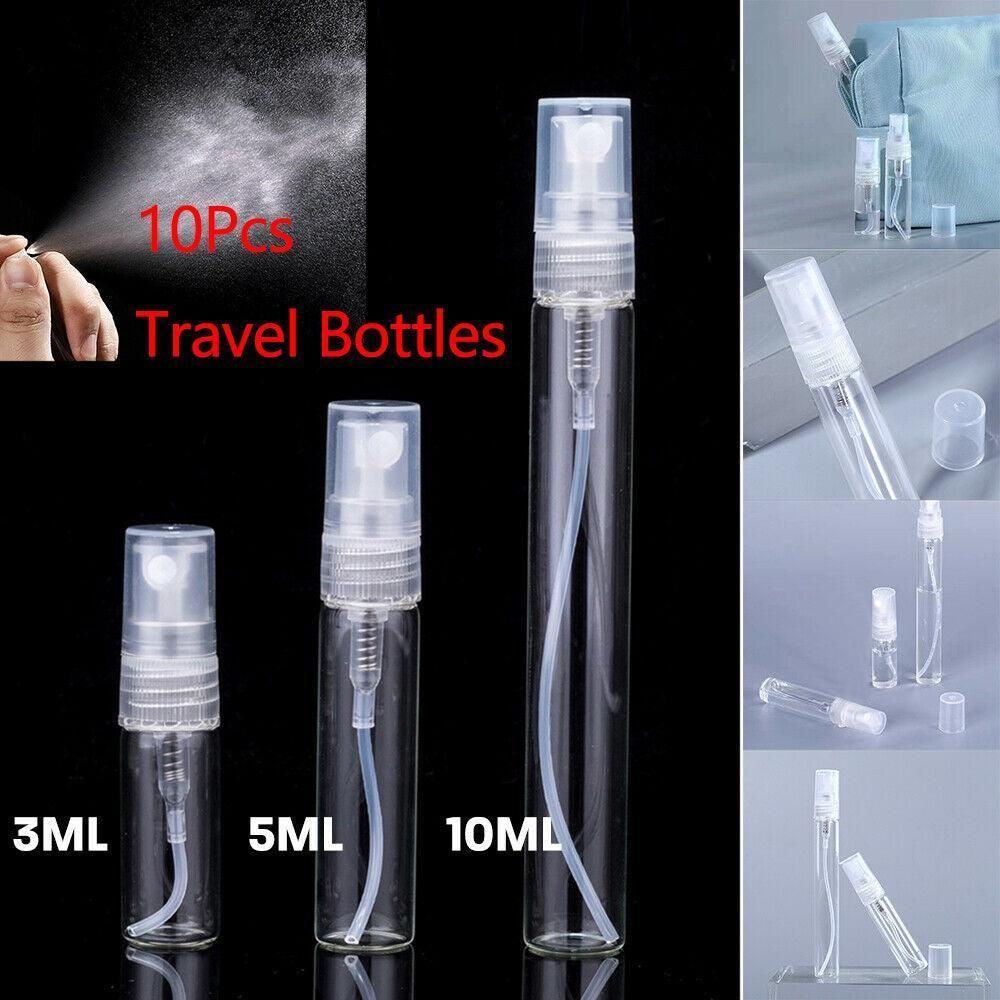 10Pcs Glass Perfume Bottles - 3/5/10ml with Atomizer Pump Spray - 3ML 10PCS
