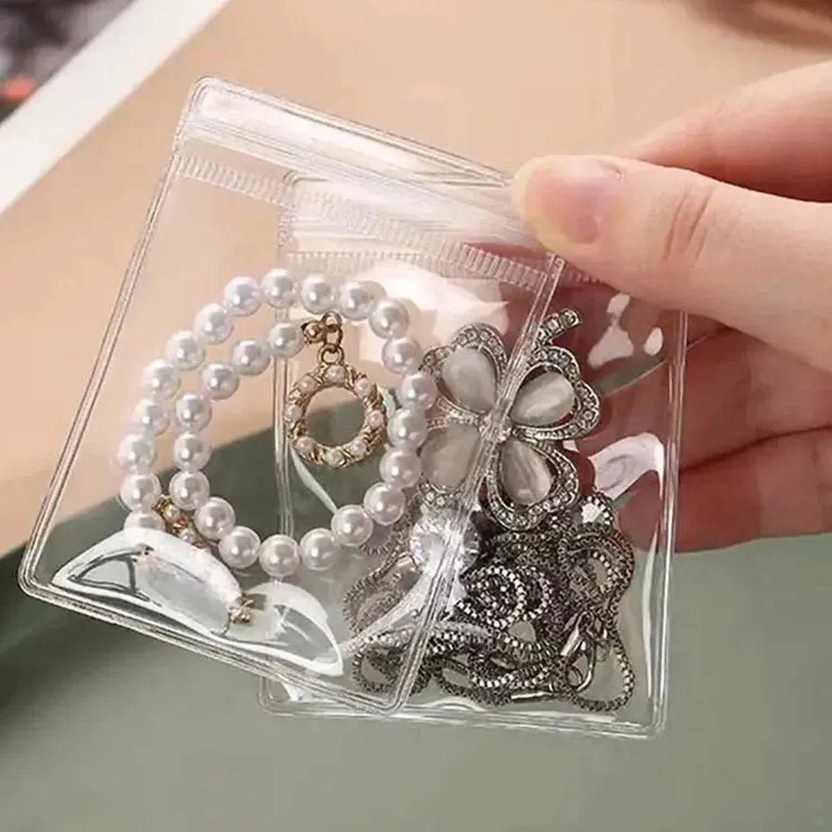 100pcs PVC Self-Sealing Jewelry Bags Anti-Oxidation Storage Dustproof Bags - 10*15cm