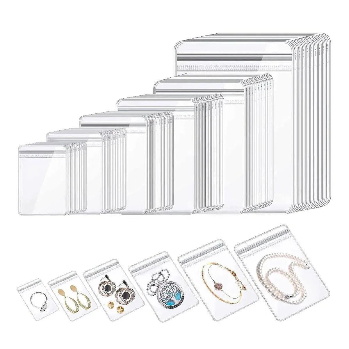 100pcs PVC Self-Sealing Jewelry Bags Anti-Oxidation Storage Dustproof Bags - 10*15cm