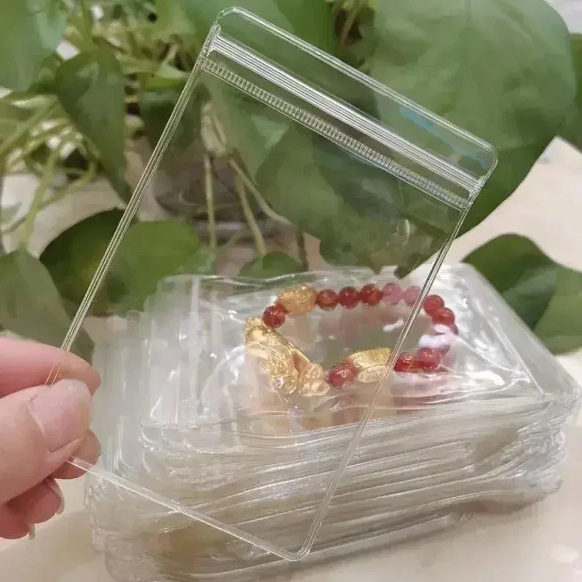 100pcs PVC Self-Sealing Jewelry Bags Anti-Oxidation Storage Dustproof Bags - 11*11cm
