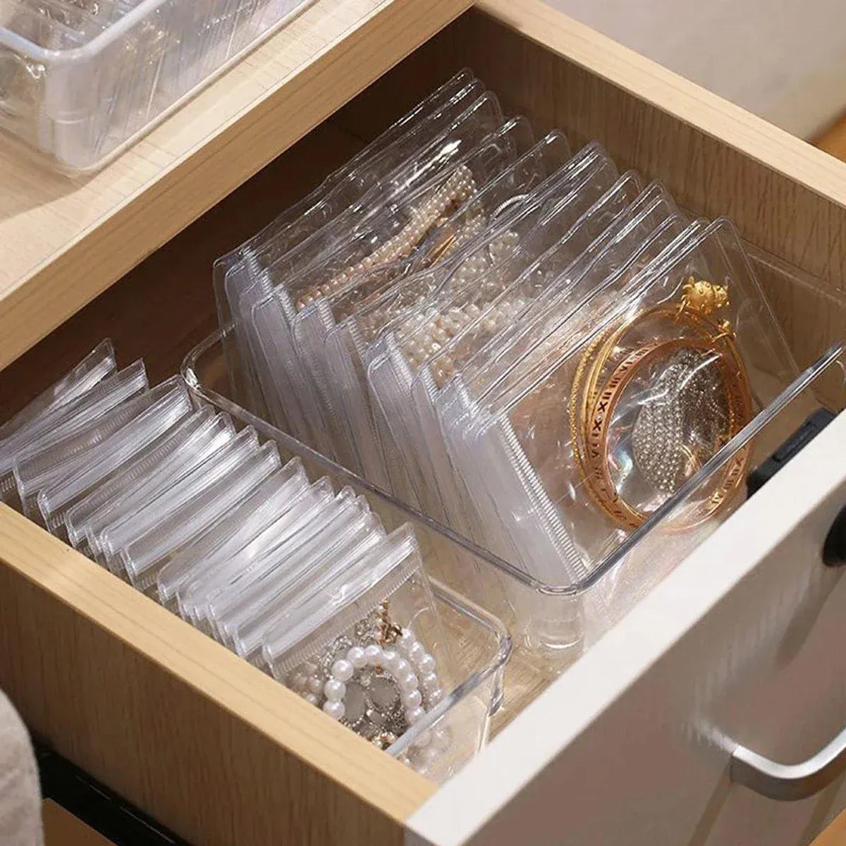 100pcs PVC Self-Sealing Jewelry Bags Anti-Oxidation Storage Dustproof Bags - 11*11cm