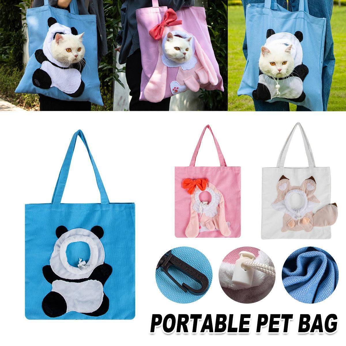 Portable One Shoulder Cat Dog Canvas Bag Breathable Pet Carrier for Travel - Blue
