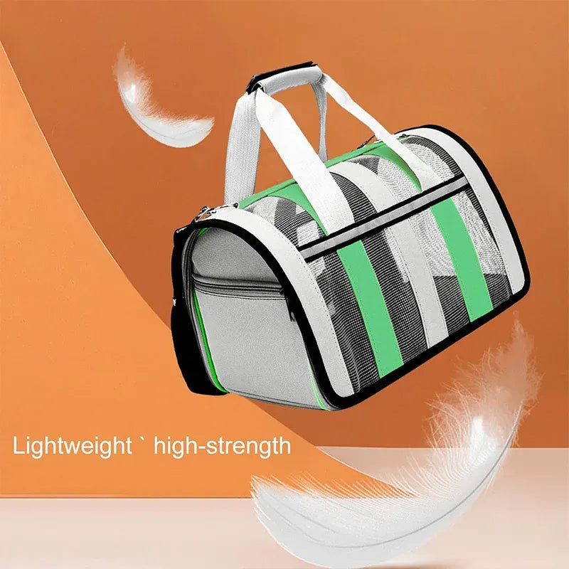 Pet Carrier Bag Portable Travel Cat Tote Bag Soft Breathable Cat Bag for Outdoor - Green