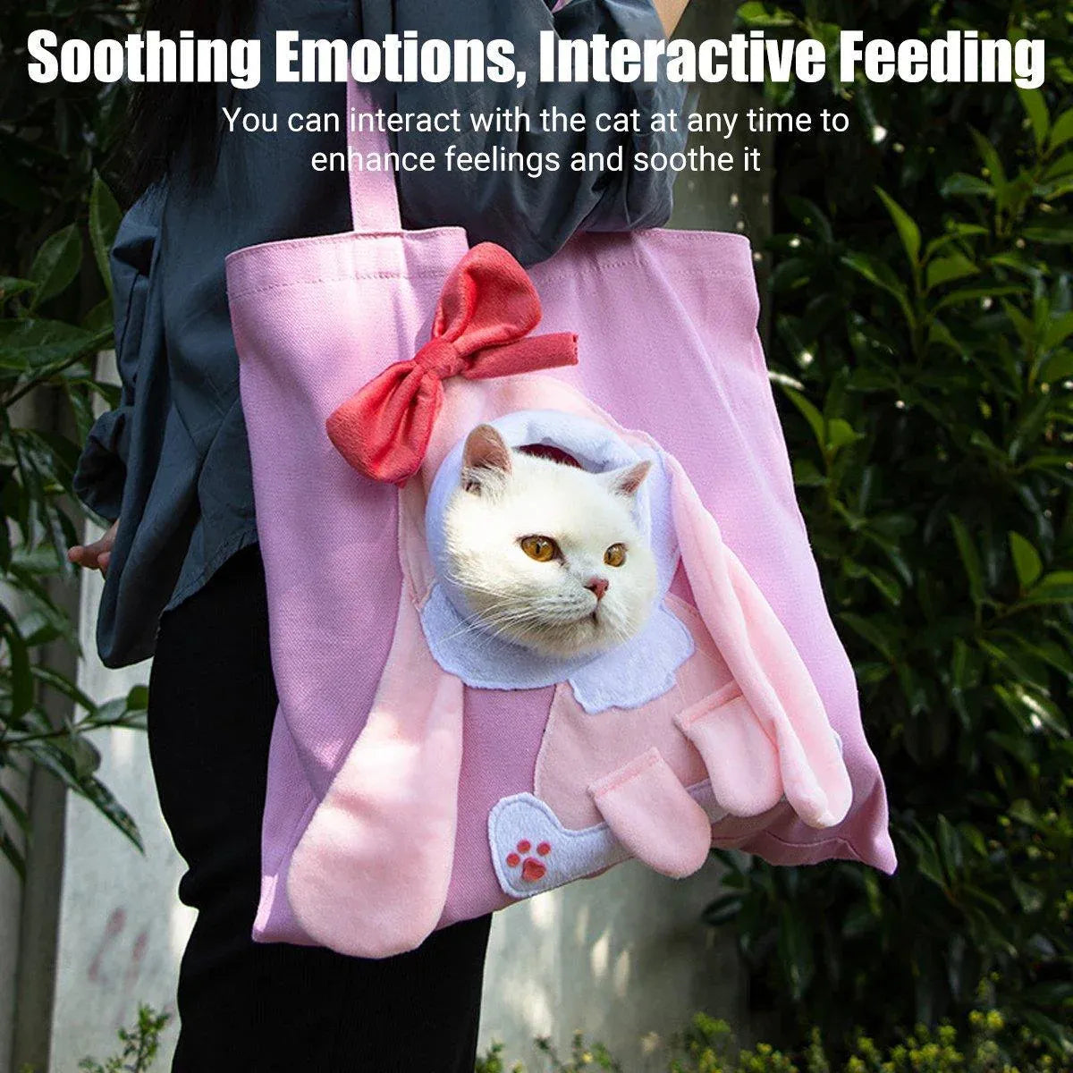 Portable One Shoulder Cat Dog Canvas Bag Breathable Pet Carrier for Travel - Pink