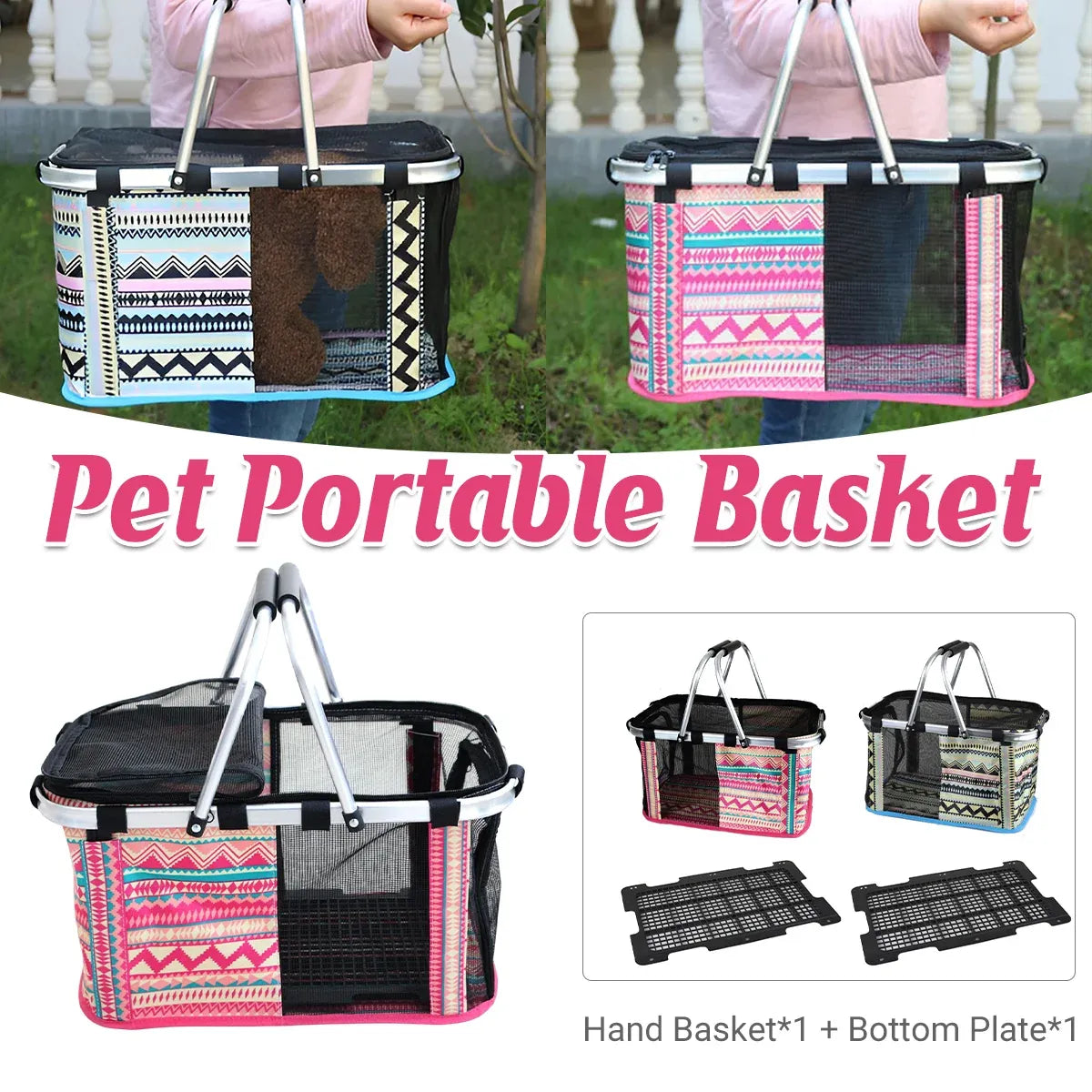 Pet Outdoor Carrying Baskets Portable Cat Dog Travel Bags Pet Carrier Breathable - Red