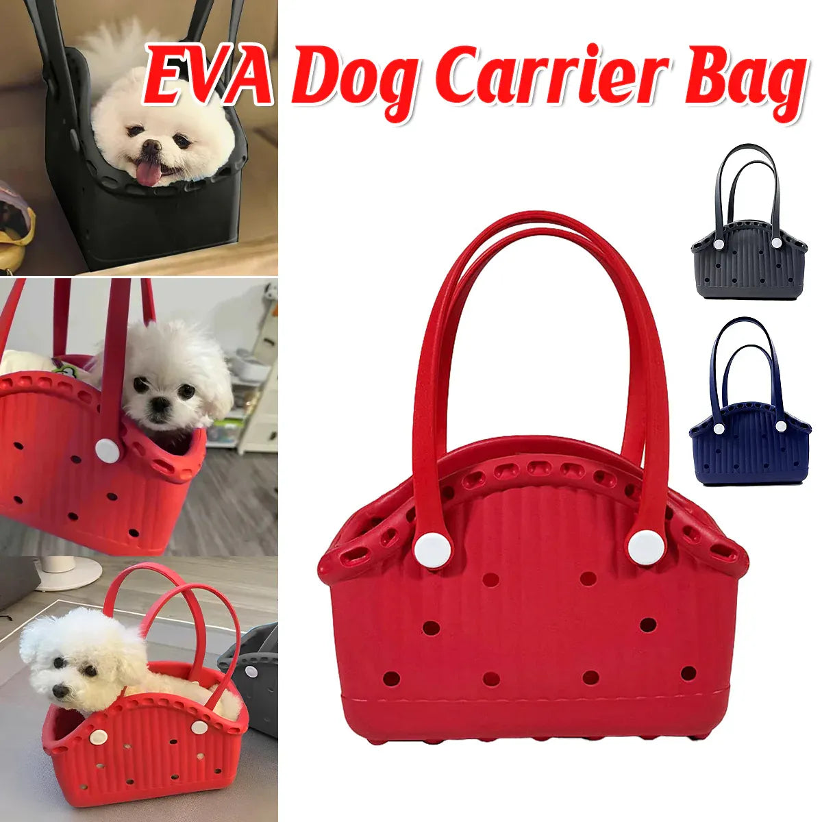 Pet Basket Outdoor Portable Large Capacity Standard Pets Durable Breathable - Red