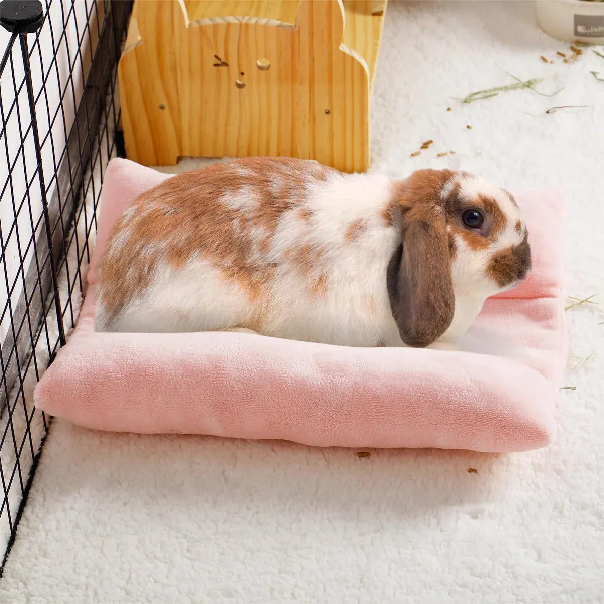 Small Animal Bed Cushion Plush Sleeping Mat for Pet Carrier Cage Nest Hamster - Pink