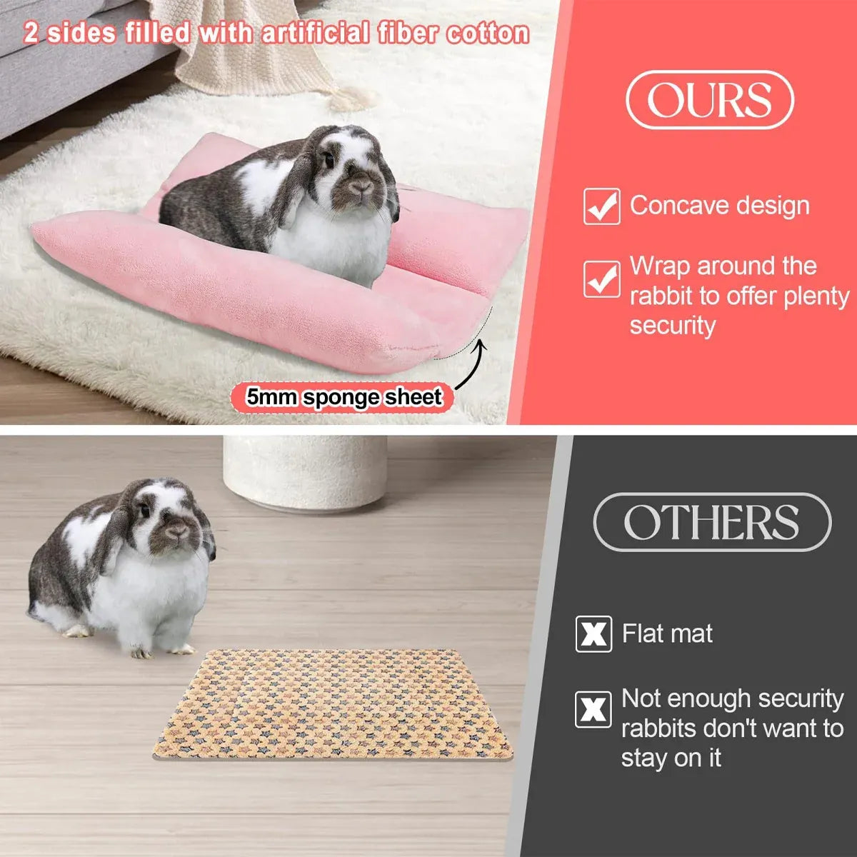 Small Animal Bed Cushion Plush Sleeping Mat for Pet Carrier Cage Nest Hamster - Pink