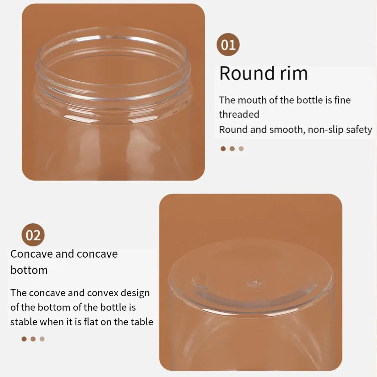 Wide Mouth Plastic Food Bottles 50pcs Transparent Sealed Storage Tanks Container - 8.5cm x 20cm