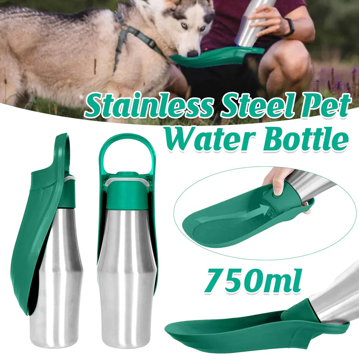 Portable Pet Water Bottle Stainless Steel Travel Cup For Dogs Cats Outdoor
