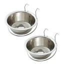 2PCS Pet Bowl Dog Food Cage Crate Water 13CM Hang-on Stainless Steel Metal Cat