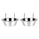2PCS Pet Bowl Dog Food Cage Crate Water 13CM Hang-on Stainless Steel Metal Cat