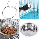 2PCS Pet Bowl Dog Food Cage Crate Water 13CM Hang-on Stainless Steel Metal Cat