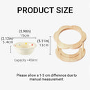 Ceramic Pet Food Bowl with Wooden Base Non Slip for Cats Small Dogs Easy Clean