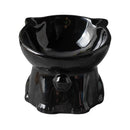Ceramic Cat Bowl Cute Tall Raised Cat Food Bowl for Pets Eating Comfortably - Black