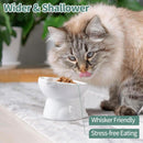Ceramic Cat Bowl Cute Tall Raised Cat Food Bowl for Pets Eating Comfortably - Green
