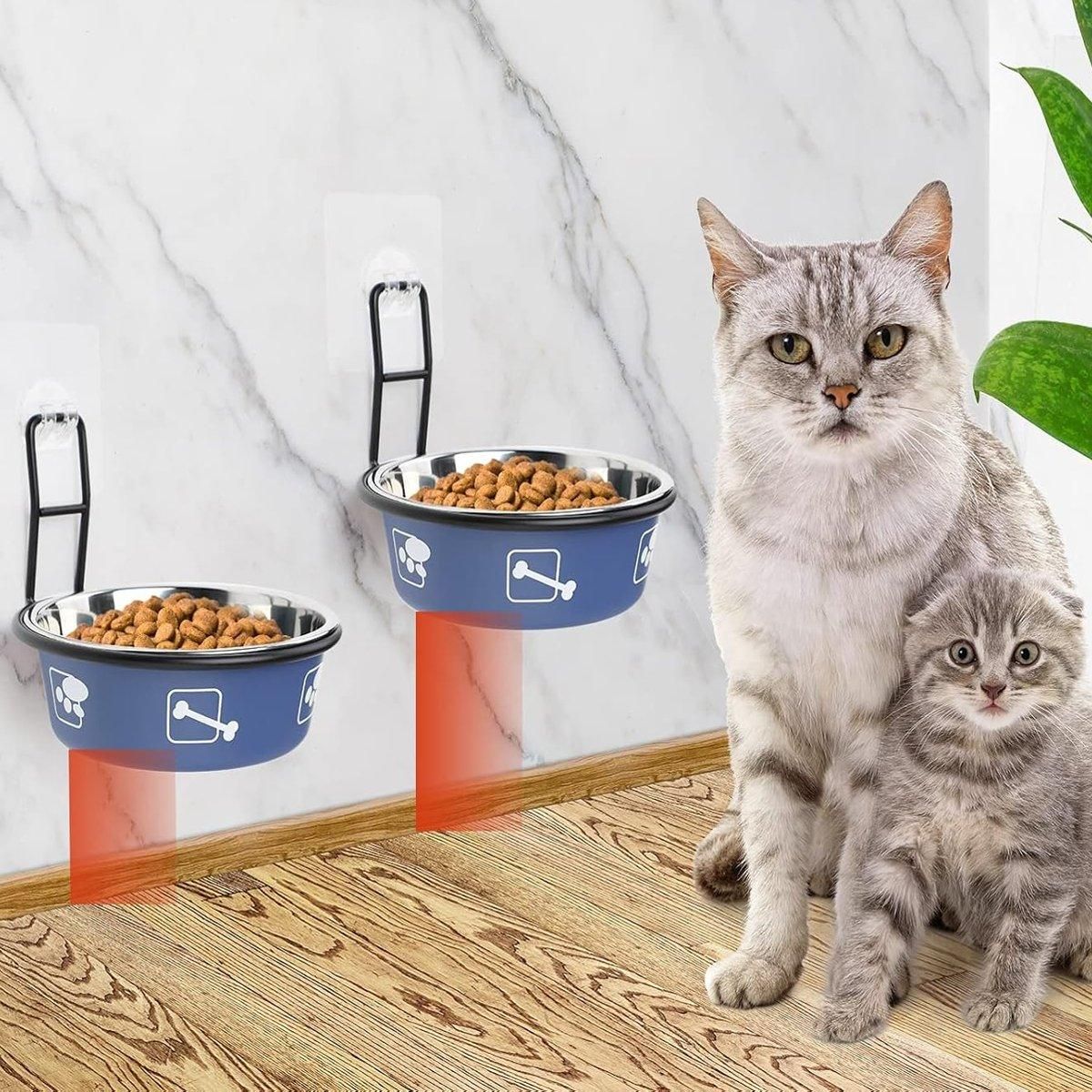 Stainless Steel Pet Bowl Hanging Cat Food Water Bowl Durable for Dogs and Cats - Black-14cm