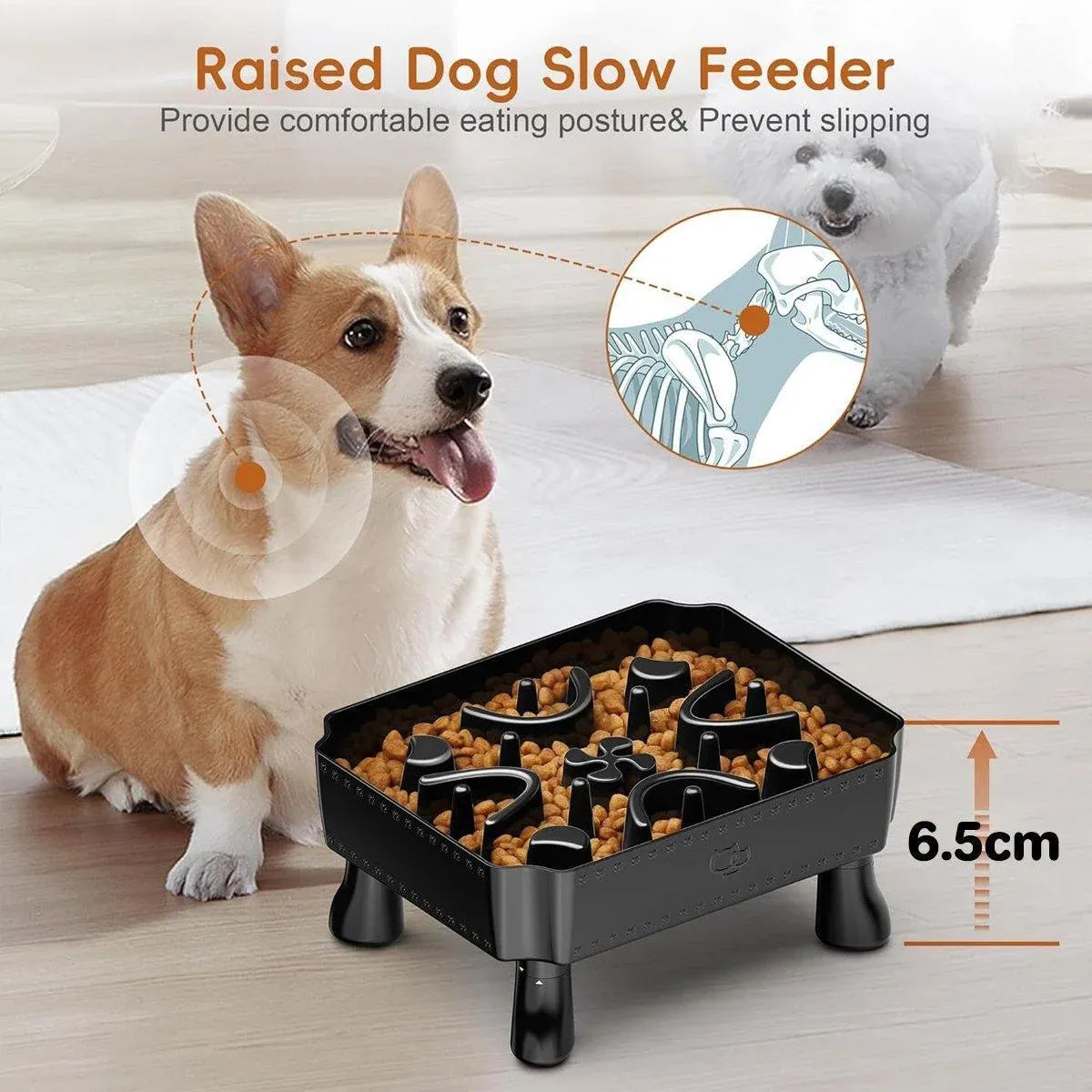 Pet Slow Feeder Bowl Removable Large Capacity Dog Cat Feeding Bowl Anti Slip