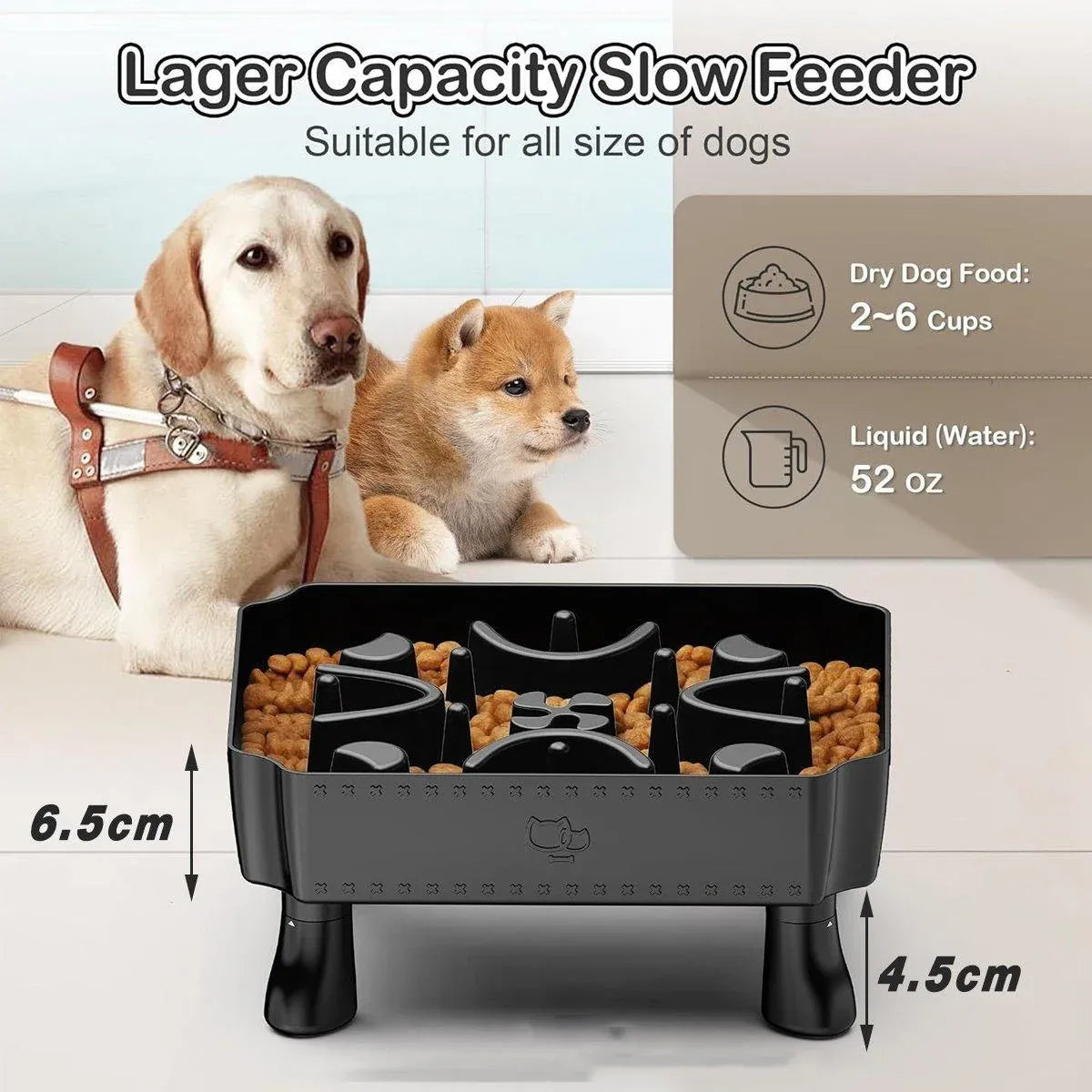 Pet Slow Feeder Bowl Removable Large Capacity Dog Cat Feeding Bowl Anti Slip