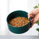 Ceramic Pet Bowl Double Cat Food Bowl Dog Water Bowl Feeding Drinking Bowl Set - Black