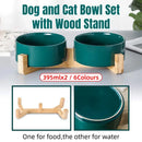 Ceramic Pet Bowl Double Cat Food Bowl Dog Water Bowl Feeding Drinking Bowl Set - Black