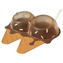 Detachable Ice Cream Shaped Bowls Pet Set Feeding Mat Spoon Cats Small Dogs - Brown