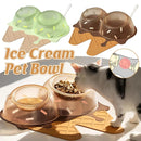 Detachable Ice Cream Shaped Bowls Pet Set Feeding Mat Spoon Cats Small Dogs - Brown