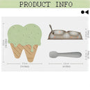 Detachable Ice Cream Shaped Bowls Pet Set Feeding Mat Spoon Cats Small Dogs - Brown