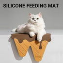 Detachable Ice Cream Shaped Bowls Pet Set Feeding Mat Spoon Cats Small Dogs - Brown