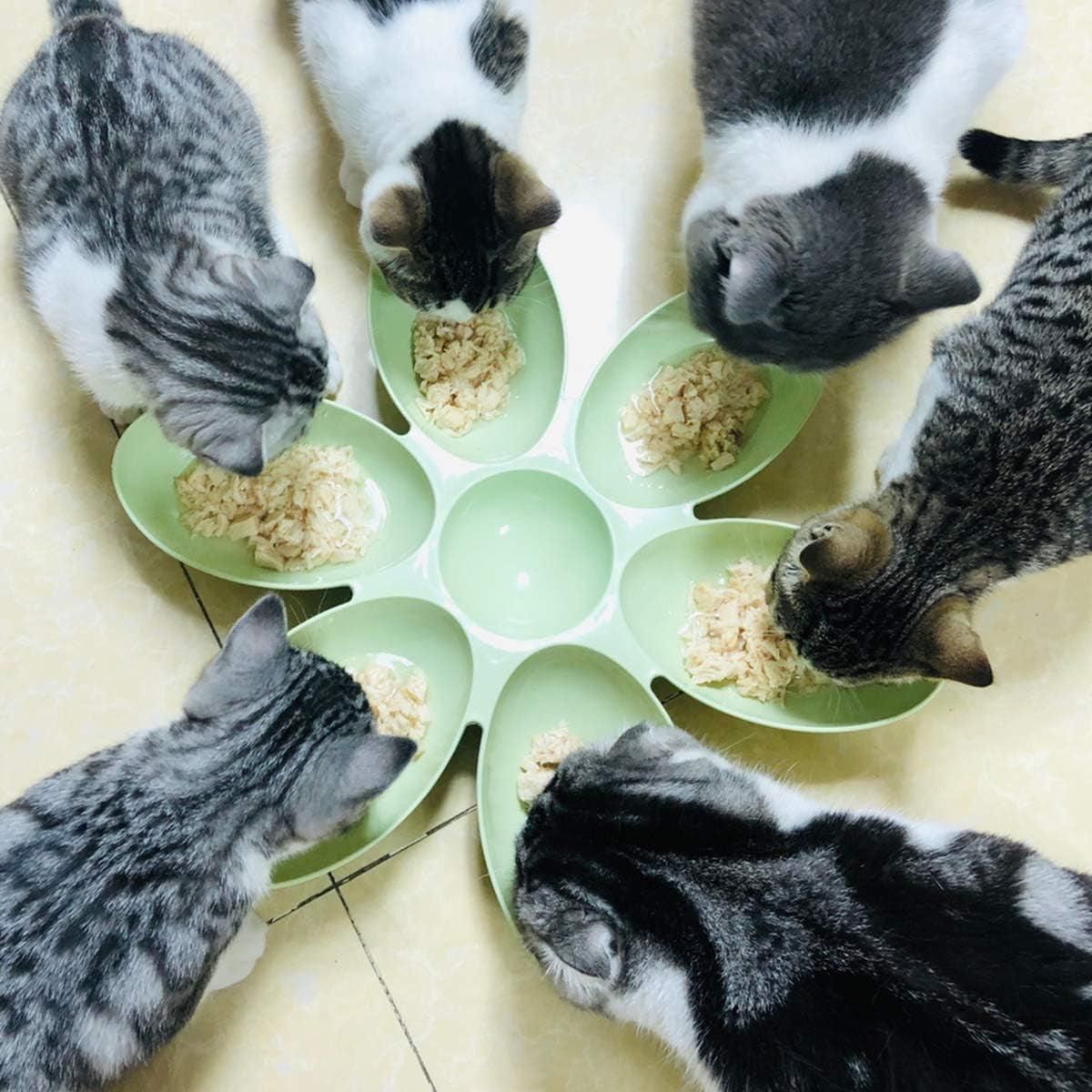 Multi Cat Feeding Bowl Petal Design Kitten Milk Bowl Puppy Dog Food Water Dish - Blue